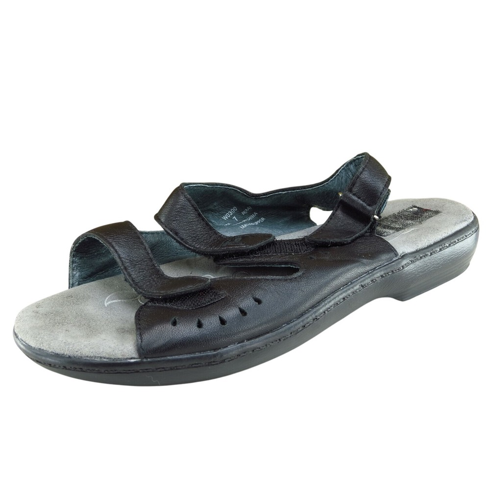 Propet Sz 7 N Black Sport Sandals Leather Women Sandals